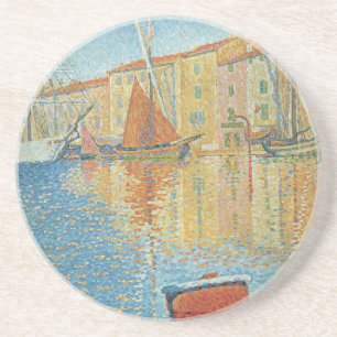 De Rode Ton door Paul Signac, Vintage Pointillisme Zandsteen Onderzetter