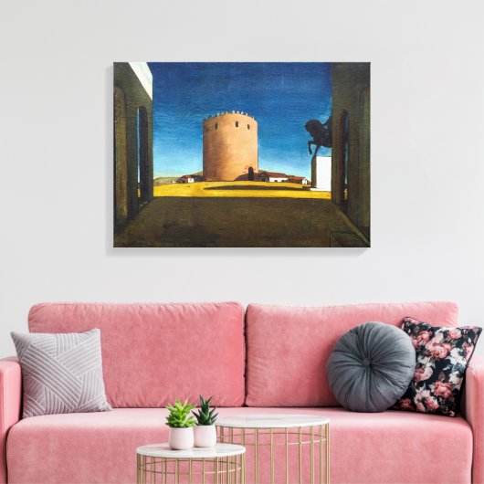 De Rode Toren | Giorgio de Chirico | Canvas Afdruk (Insitu (Woonkamer))