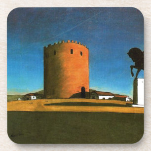 De rode toren van Giorgio de Chirico 1913 Drankjes Onderzetter