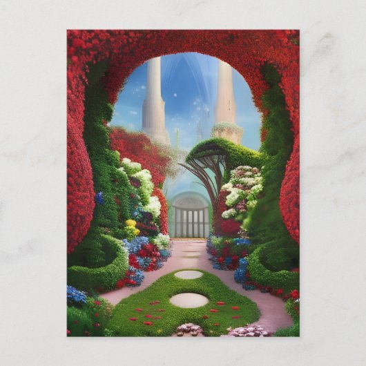 De Rode Tuinen Fantasie Digitale Kunst Briefkaart (Voorkant)