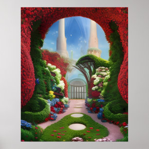 De rode tuinen fantastische kunst poster