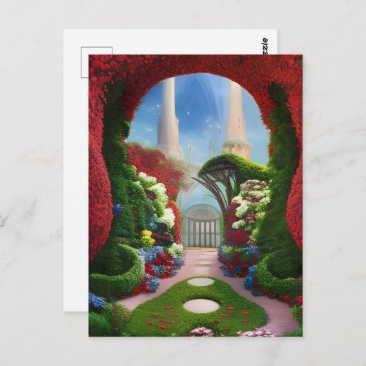 De Rode Tuinen fantasy Digital Art Briefkaart (Voorkant / Achterkant)