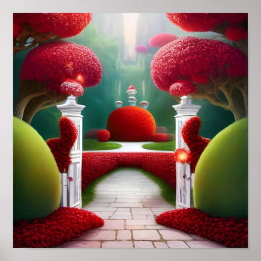 De Rode Tuinen van Wonderland Poster (Voorkant)