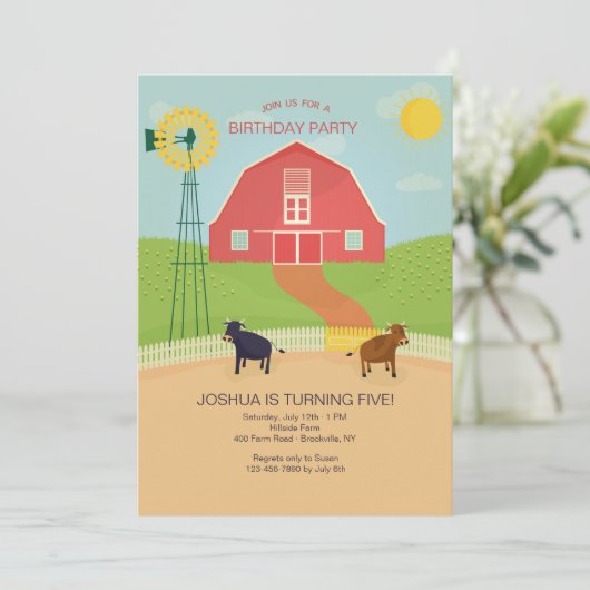 De rode Uitnodiging van de Schuur (Staand voorkant)