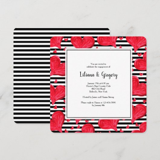 De rode Uitnodiging van Harten (Voorkant / Achterkant)