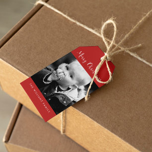De rode Vakantie van de Foto van "Vrolijke Cadeaulabel