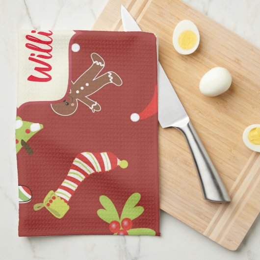 De rode Vakantie van de Peperkoek van Kerstmis Theedoek (Quarter Fold)