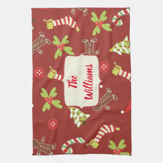 De rode Vakantie van de Peperkoek van Kerstmis Theedoek (Verticaal)