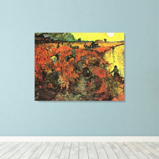 De Rode Vineyard van Vincent van Gogh. Canvas Afdruk (Insitu (Houten vloer))
