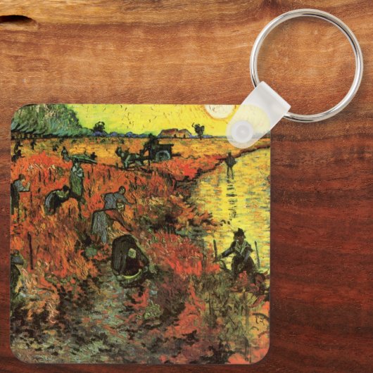 De Rode Vineyard van Vincent van Gogh Sleutelhanger (Achterkant)
