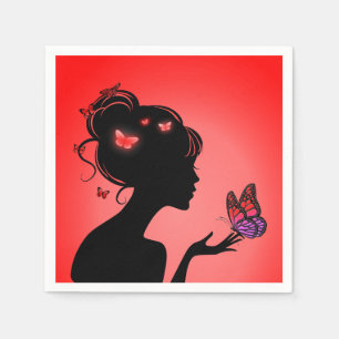 De rode vlindervrouw servet
