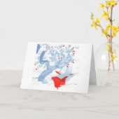 De rode vogel & rood-berried de kaart van de (Gele Bloem)