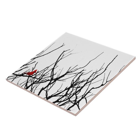 De rode vogel van Leslie Peppers Tegeltje (Zijkant)