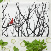De rode vogel van Leslie Peppers Theedoek (Gevouwen)