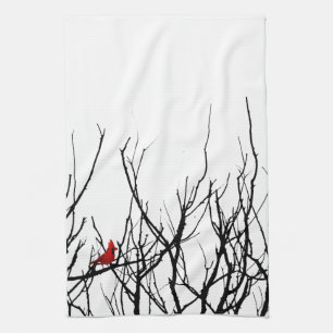 De rode vogel van Leslie Peppers Theedoek