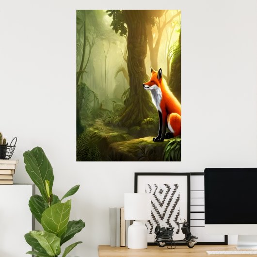 De rode vos in het bos | AI Art Poster (Thuiskantoor)