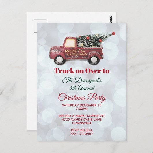 De rode Vrachtwagen van de Levering van Kerstmis Briefkaart (Voorkant / Achterkant)