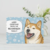De rode Vrolijke Kerstkaart van Shiba Inu van (Staand voorkant)