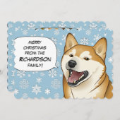 De rode Vrolijke Kerstkaart van Shiba Inu van (Voorkant / Achterkant)