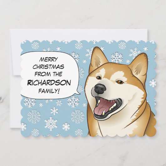 De rode Vrolijke Kerstkaart van Shiba Inu van (Voorkant)