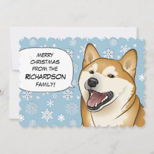 De rode Vrolijke Kerstkaart van Shiba Inu van