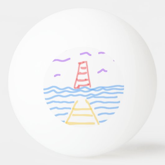 De rode vuurtoren en de Pier Ping Pong Ball (Voorkant)