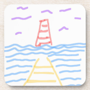 De rode vuurtoren en het Yellow Pier onderzetter