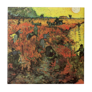 De rode wijngaard door Vincent van Gogh Tegeltje