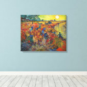De rode wijngaard van Vincent van Gogh (1888) Canvas Afdruk (Insitu (Houten vloer))