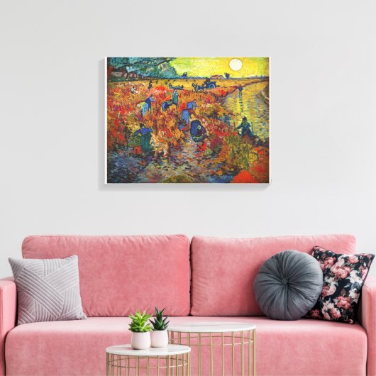 De rode wijngaard van Vincent van Gogh (1888) Canvas Afdruk (Insitu (Woonkamer))