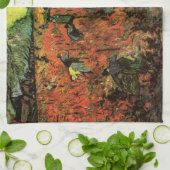 De rode wijngaard van Vincent van Gogh Theedoek (Gevouwen)