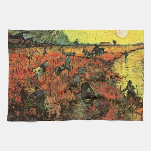 De rode wijngaard van Vincent van Gogh Theedoek (Horizontaal)
