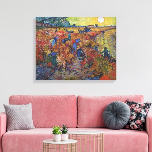 De rode wijngaard | Vincent van Gogh | Canvas Afdruk (Insitu (Woonkamer))