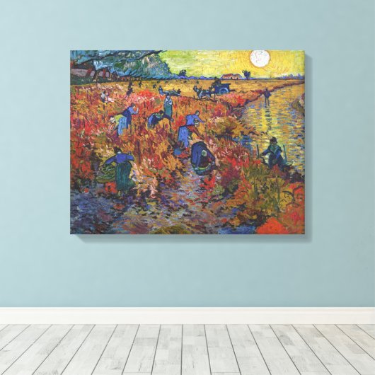 De rode wijngaard | Vincent van Gogh | Canvas Afdruk (Insitu (Houten vloer))