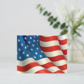 De rode Witte en Blauwe Golvende Vlag van de V.S. Briefkaart (Staand voorkant)