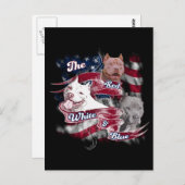 De rode, witte en blauwe honden briefkaart (Voorkant / Achterkant)