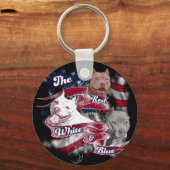 De rode, witte en blauwe honden sleutelhanger (Voorkant)