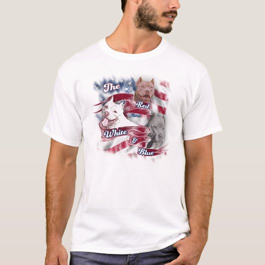 De rode, witte en blauwe honden t-shirt (Voorkant)