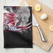 De rode, witte en blauwe honden theedoek (Quarter Fold)