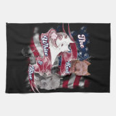 De rode, witte en blauwe honden theedoek (Horizontaal)