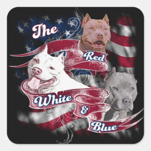 De rode, witte en blauwe honden vierkante sticker