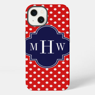 De rode Witte Marine Quatrefoil 3 van de Stip iPhone 13 Hoesje