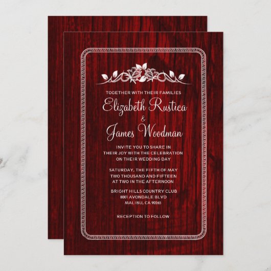 De rode & Witte Uitnodigingen van het Huwelijk van (Voorkant / Achterkant)