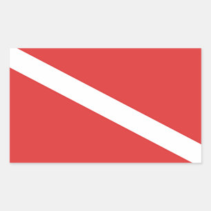 De Rode Witte vlag van de Duiker van het Embleem Rechthoekige Sticker