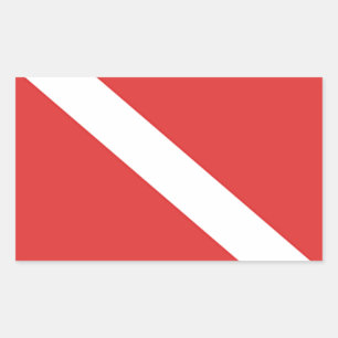 De Rode Witte vlag van de Duiker van het Embleem Rechthoekige Sticker