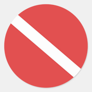 De Rode Witte vlag van de Duiker van het Embleem Ronde Sticker