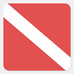 De Rode Witte vlag van de Duiker van het Embleem Vierkante Sticker