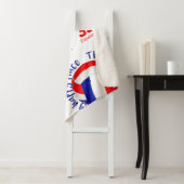 de rode witte volleybalrechtbank is blij sherpa deken (In situ)