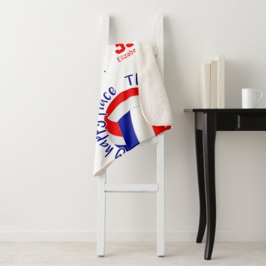 de rode witte volleybalrechtbank is blij sherpa deken (In situ)