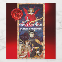 DE RODE ZEGEL VAN DE DUIVEL WIJN/ANTIEK TAROTS WIJN ETIKET